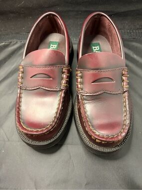 G.H.Bass Kids "Anataries" Burgundy Leather Penny Loafer Shoes Boys Size 11